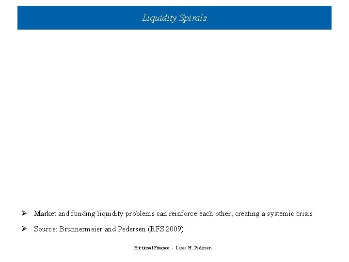 Liquidity Spirals Ø Market and funding liquidity problems can reinforce each other, creating a Liquidity Spirals Ø Market and funding liquidity problems can reinforce each other, creating a