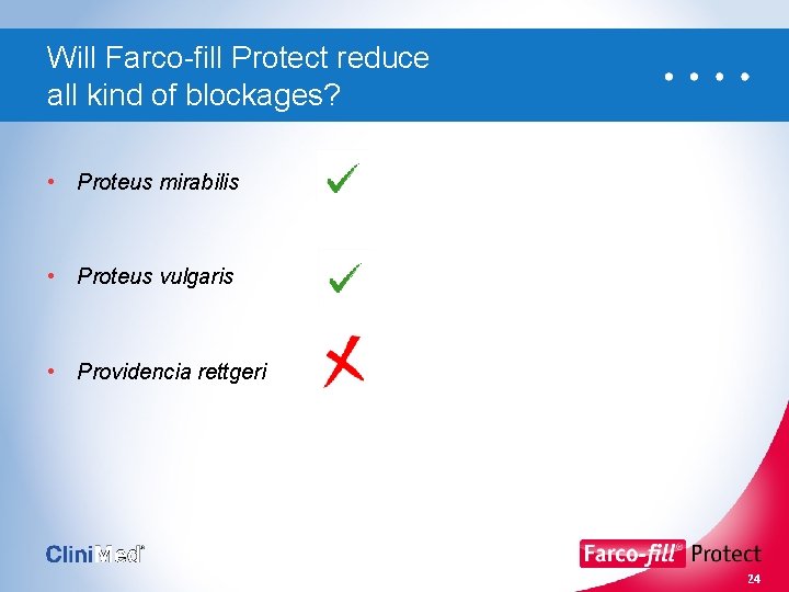 Will Farco-fill Protect reduce all kind of blockages? • Proteus mirabilis • Proteus vulgaris