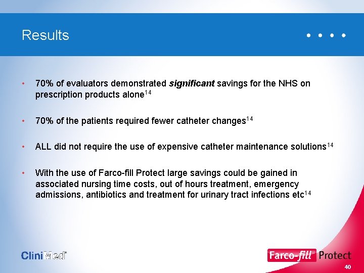 Results • 70% of evaluators demonstrated significant savings for the NHS on prescription products