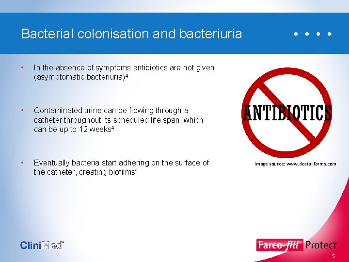 Bacterial colonisation and bacteriuria • In the absence of symptoms antibiotics are not given