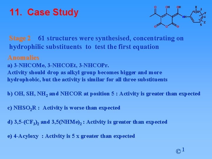 11. Case Study Stage 2 61 structures were synthesised, concentrating on hydrophilic substituents to 11. Case Study Stage 2 61 structures were synthesised, concentrating on hydrophilic substituents to