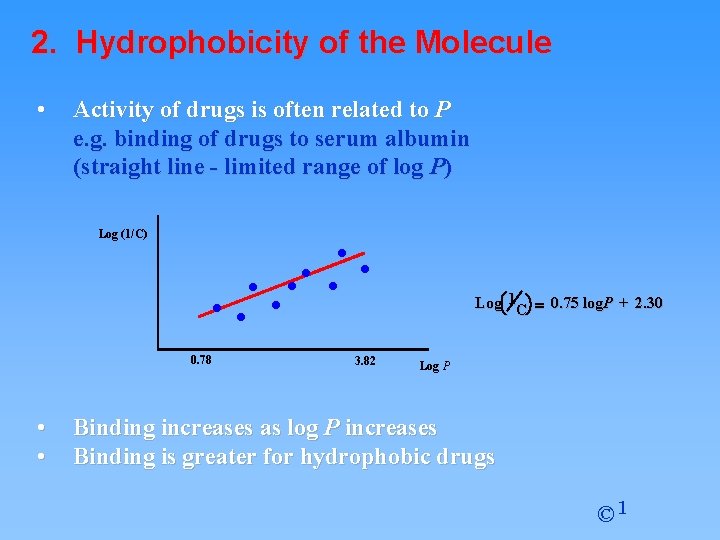 2. Hydrophobicity of the Molecule • Activity of drugs is often related to P 2. Hydrophobicity of the Molecule • Activity of drugs is often related to P