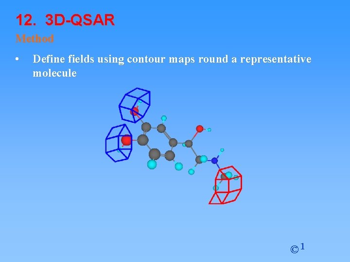12. 3 D-QSAR Method • Define fields using contour maps round a representative molecule 12. 3 D-QSAR Method • Define fields using contour maps round a representative molecule