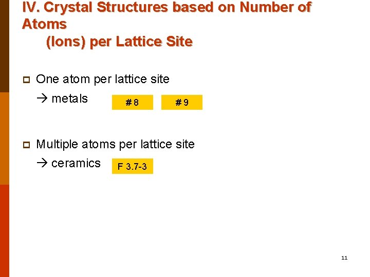 IV. Crystal Structures based on Number of Atoms (Ions) per Lattice Site p One