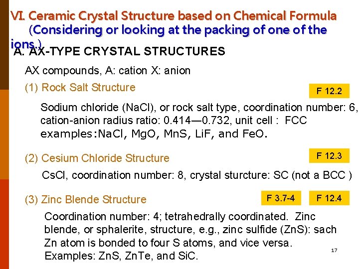 VI. Ceramic Crystal Structure based on Chemical Formula (Considering or looking at the packing