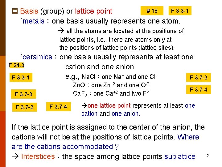 # 18 F 3. 3 -1 p Basis (group) or lattice point ˙metals：one basis