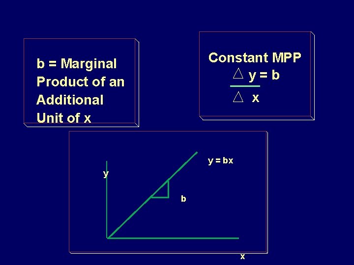 Constant MPP y=b b = Marginal Product of an Additional Unit of x x
