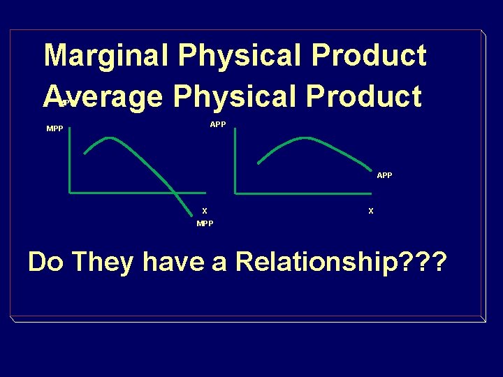 Marginal Physical Product Average Physical Product MPP APP X X MPP Do They have