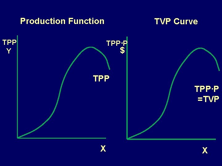 Production Function TVP Curve TPP. P TPP Y $ TPP X TPP. P =TVP