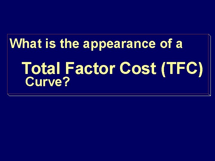 What is the appearance of a Total Factor Cost (TFC) Curve? 