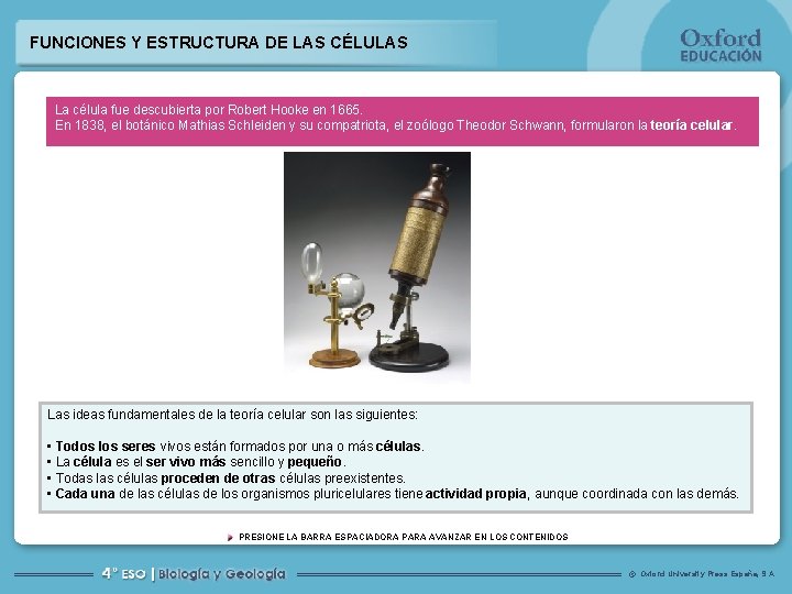 FUNCIONES Y ESTRUCTURA DE LAS CÉLULAS La célula fue descubierta por Robert Hooke en