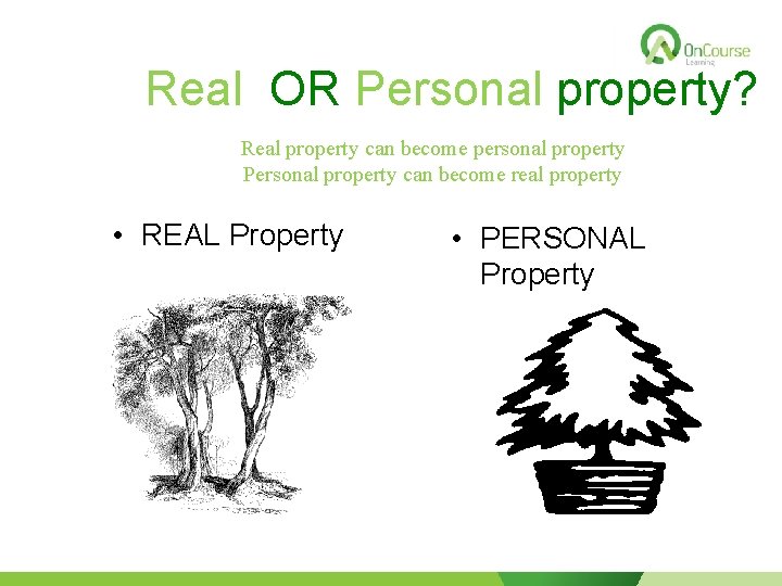 Real OR Personal property? Real property can become personal property Personal property can become