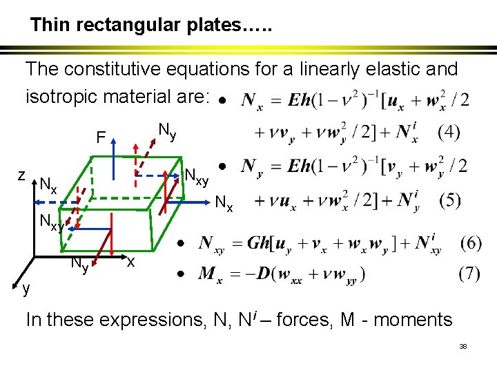 Thin rectangular plates…. . The constitutive equations for a linearly elastic and isotropic material