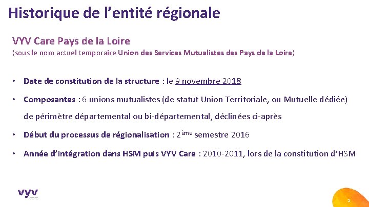 Historique de l’entité régionale VYV Care Pays de la Loire (sous le nom actuel