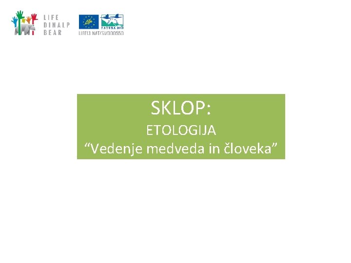 SKLOP: ETOLOGIJA “Vedenje medveda in človeka” 