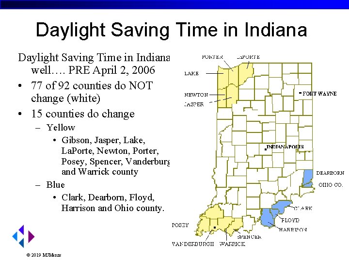 Daylight Saving Time in Indiana, well…. PRE April 2, 2006 • 77 of 92