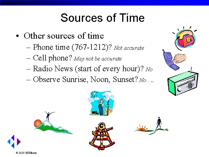 Sources of Time • Other sources of time – Phone time (767 -1212)? Not