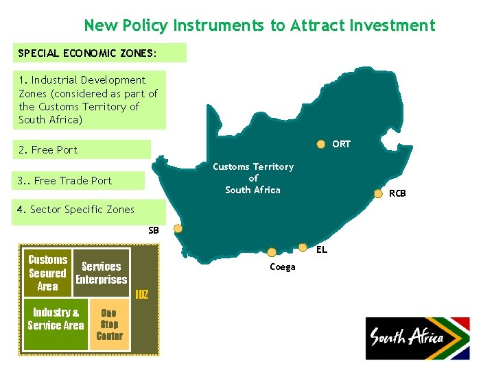 New Policy Instruments to Attract Investment SPECIAL ECONOMIC ZONES: 1. Industrial Development Zones (considered