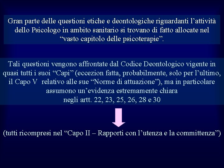 Gran parte delle questioni etiche e deontologiche riguardanti l’attività dello Psicologo in ambito sanitario