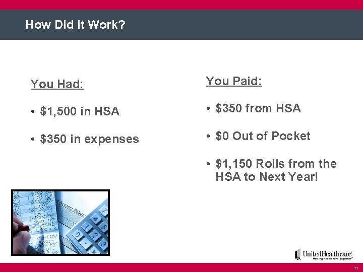 How Did it Work? You Had: You Paid: • $1, 500 in HSA •