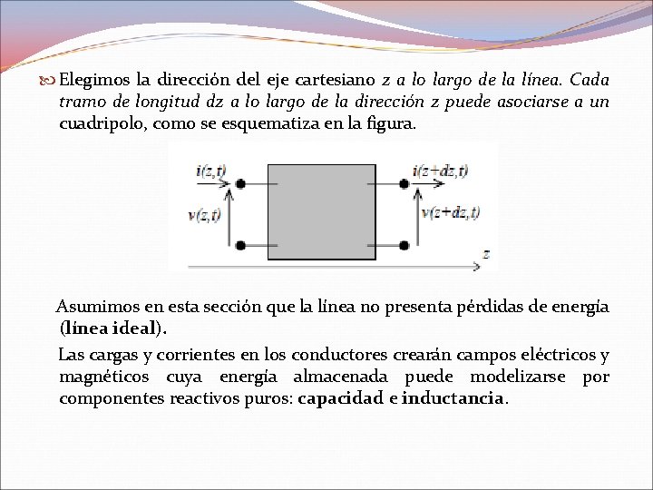 Elegimos la dirección del eje cartesiano z a lo largo de la línea. Elegimos la dirección del eje cartesiano z a lo largo de la línea.