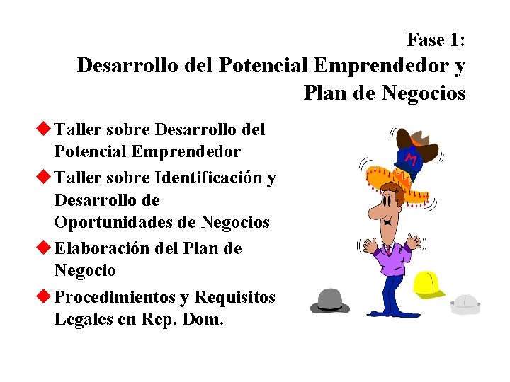 Fase 1: Desarrollo del Potencial Emprendedor y Plan de Negocios u Taller sobre Desarrollo