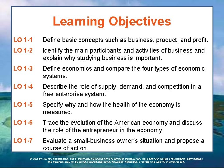 Business Co Op Learning Objectives Examples Part 1 Chapter 1 Business in a Changing