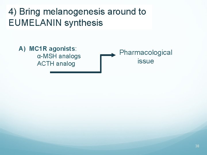 4) Bring melanogenesis around to EUMELANIN synthesis A) MC 1 R agonists: α-MSH analogs