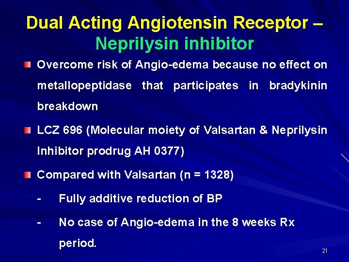 Dual Acting Angiotensin Receptor – Neprilysin inhibitor Overcome risk of Angio-edema because no effect