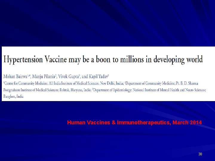 Human Vaccines & Immunotherapeutics, March 2014 38 