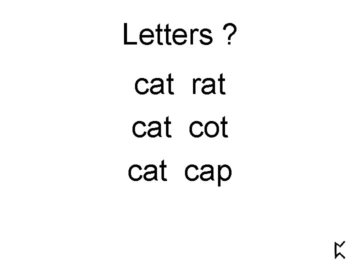 Letters ? cat rat cot cap 