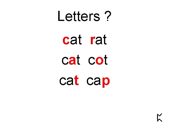 Letters ? cat rat cot cap 