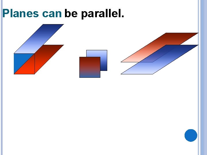 Planes can be parallel. 