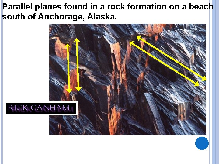 Parallel planes found in a rock formation on a beach south of Anchorage, Alaska.