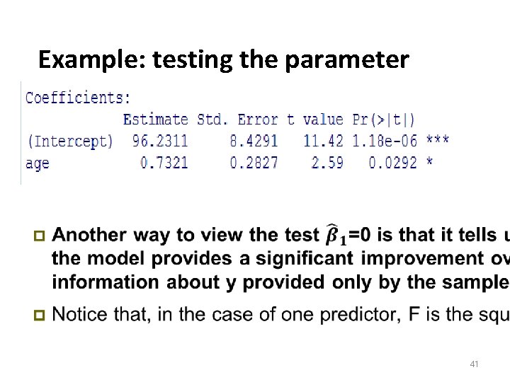 Example: testing the parameter • 41 