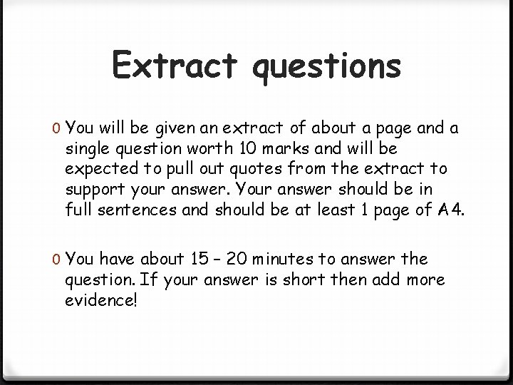 Extract questions 0 You will be given an extract of about a page and