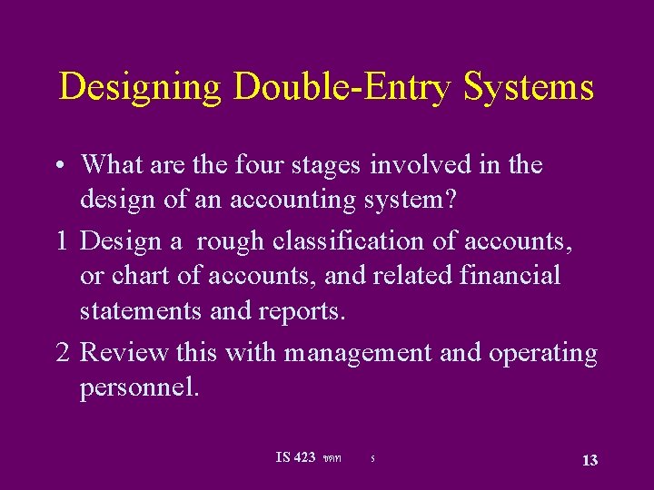 Designing Double-Entry Systems • What are the four stages involved in the design of
