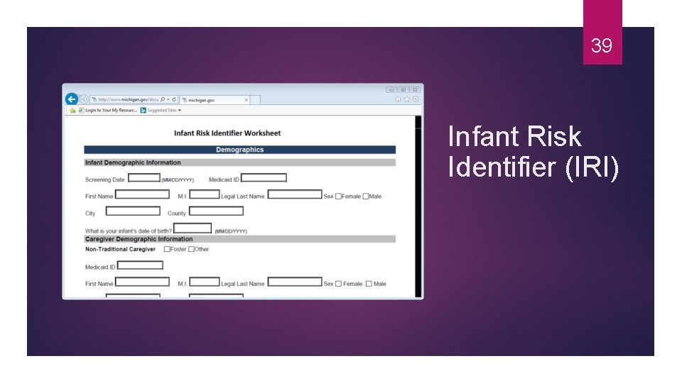 39 Infant Risk Identifier (IRI) 