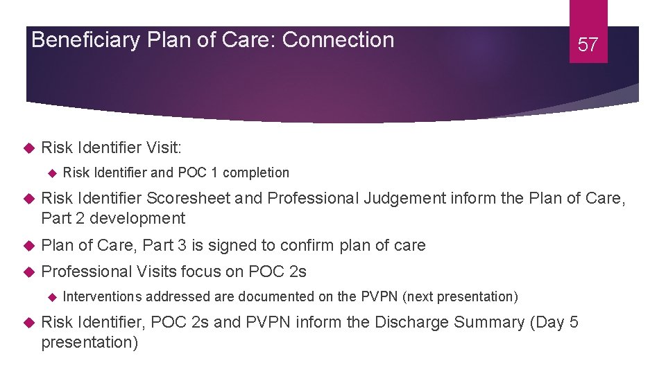 Beneficiary Plan of Care: Connection 57 Risk Identifier Visit: Risk Identifier and POC 1