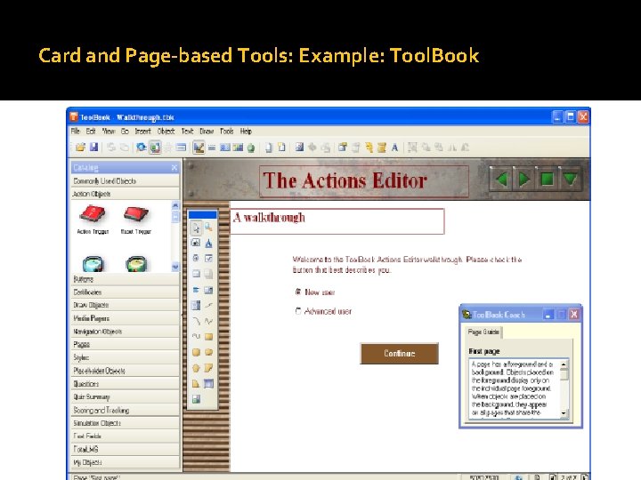 Card and Page-based Tools: Example: Tool. Book 