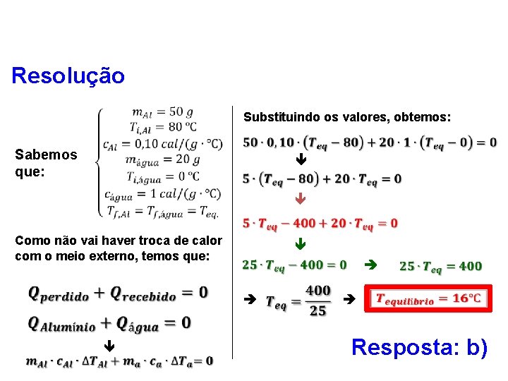 FÍSICA, 2º Ano do Ensino Médio Calor sensível, capacidade térmica e calor específico Resolução