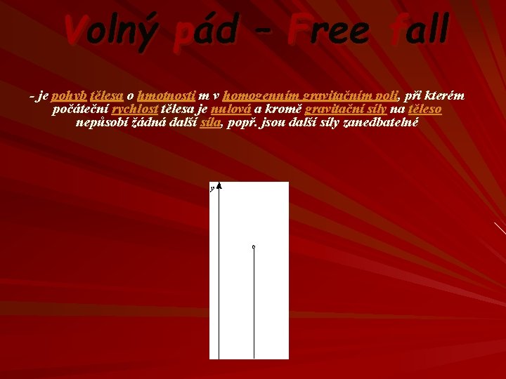 Volný pád – Free fall - je pohyb tělesa o hmotnosti m v homogenním