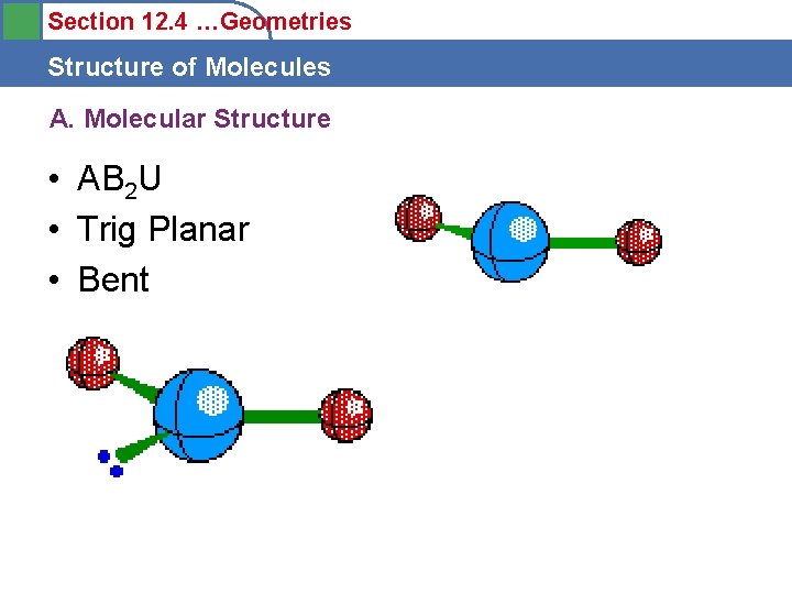 Section 12. 4 …Geometries Structure of Molecules A. Molecular Structure • AB 2 U