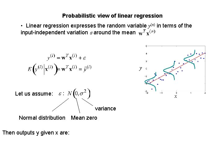 Probabilistic view of linear regression • Linear regression expresses the random variable y(n) in