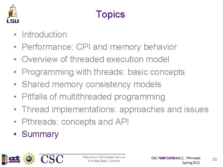 Topics • • • Introduction Performance: CPI and memory behavior Overview of threaded execution