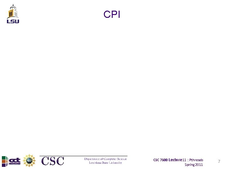CPI CSC 7600 Lecture 11 : Pthreads Spring 2011 7 