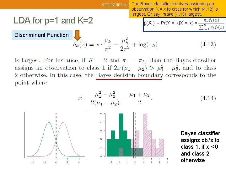The Bayes classifier involves assigning an STT 592 -002: Intro. to Statistical Learning 16