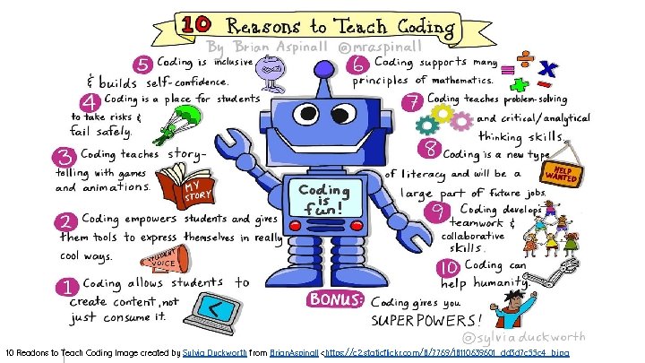 10 Readons to Teach Coding Image created by Sylvia Duckworth from Brian. Aspinall <https: 10 Readons to Teach Coding Image created by Sylvia Duckworth from Brian. Aspinall <https: