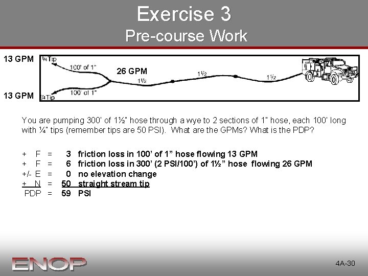 Exercise 3 Pre-course Work 13 GPM 26 GPM 13 GPM You are pumping 300’ Exercise 3 Pre-course Work 13 GPM 26 GPM 13 GPM You are pumping 300’