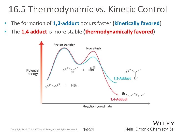 16. 5 Thermodynamic vs. Kinetic Control • The formation of 1, 2 -adduct occurs